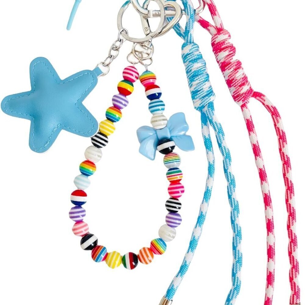 Cute Beaded Braided Keychain Bag Charm for Handbag Purse Backpack Accessories